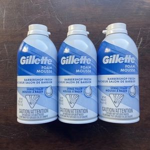 Gillette Foam Mousse Barbershop Fresh, 3 Cans, 11oz Each